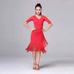 Stage Wear Sexy Women's Clothes Latin Dance Clothing Women Dresses For Prom Dress Ballroom Fringe Skirt Training Samba