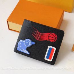 Mens Designer Wallets Coin Purse Basketball Joint Name Sport Long Short Wallet Leather Credit Card Holder Mini Black High Quality 229A