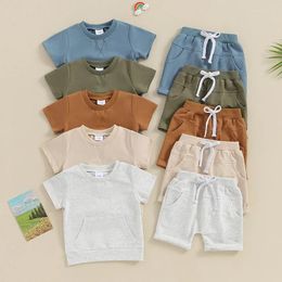 Clothing Sets 0-3Y Baby Boy Girls Summer Short Sleeve Crew Neck Embroidery T-shirt Shorts Kids Clothes Casual