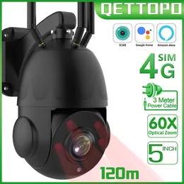 Qettopo 4K 8MP Metal 4G SIM Camera 60X Optical Zoom AI Human Tracking 120M Night Vision WIFI Security Surveillance ICsee
