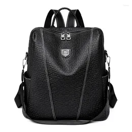 School Bags Black Women Backpack Waterproof Girls Bag Fashion Large Capacity Soft Leather Bookag Casual Travel Female Mini Mochila
