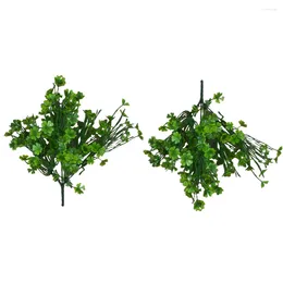 Decorative Flowers 2 Pcs Flower St Patrick's Day Party Decors Faux Four Leaf Plant Simulated Decoration Artificial House Plants