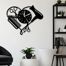 Wall Clocks Vibrant Graphic Clock With Hook Hairdresser Scissors Comb Pattern For Bedroom