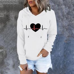 Women's Hoodies Ladies Blouse Pocket Casual Drawstring Long-Sleeved Hoodie Printed Top Pullover Oversized Sweatshirt Jackets Women