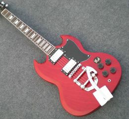 Cherry red high quality SG electric guitar, nichrome hardware hardware, small vibrato system, in stock, fast shipping