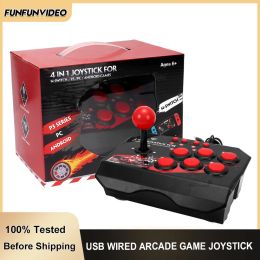 Joysticks 4IN1 Retro Arcade Game Joystick Station USB Wired TURBO Fighting Rocker Controller for NS Switch/PS3/PC/Android Games Console