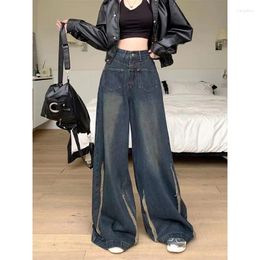 Women's Jeans Deeptown Y2k Vintage Oversized Woman's Gyaru Harajuku Streetwear Wide Leg Denim Pants Grunge Loose Trousers Aesthetic
