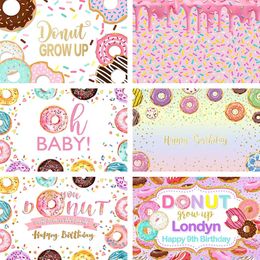 Donut Custom Backdrops Sweet Girl Birthday Party Oh Baby Shower Chocolate Pink Pography Backgrounds Po Studio Props Decor 240219