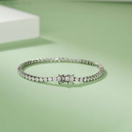 Custom Synthetic Diamond 925 Silver Moissanite Iced Out Hip Hop Tennis Chain Bracelet