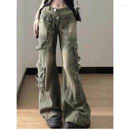 Women's Jeans American Vintage Streetwear Style Fashion Straight High Waist Full Length Pants Wide Leg Y2K Denim Trouser