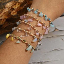 Link Bracelets AENSOA Handmade Multicolor Stone Beads Rattan Braid Rope Bracelet For Women Boho Lucky Wish Prayer Beaded Gift