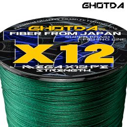 Lines GHOTDA 300/500/1000M Braided PE Line X12 Super Strong for Big Fish Multifilament Braided Fishing Line Smooth
