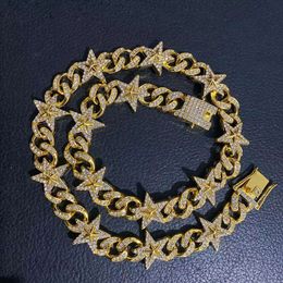 Mens pentagram Cuban chain hiphop full diamond zircon rap necklace hip-hop exaggerated alloy Jewellery