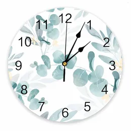 Wall Clocks Flowers Plants Flower Watercolours Summer Printed Clock Modern Silent Living Room Home Decor Hanging Watch