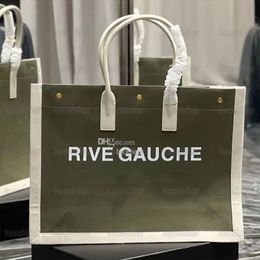 Rive Gauche Tote Striped Canvas Shoulder Bags Designer Woman Handbag Fashion Linen Beach Bags Embroidered Straw Crossbody Large Ca243Z