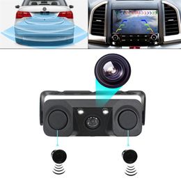 Car Monitor Visual Reverse Radar Camera With Rear View LED Backup For Vehicle Parking Dual Sensor Buzzer