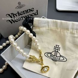 satellite Necklace Designer Necklace for Woman Vivienenwestwood Luxury Jewelry Viviane Westwood Necklace New Queen Mother the Year of the Loong Limited Saturn Pen