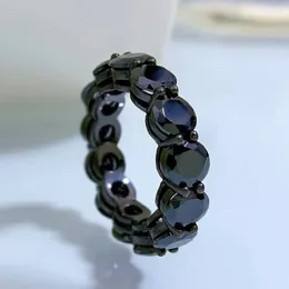 Cluster Rings Spring Qiaoer 925 Sterling Silver Women Black Agate Gemstone Wedding Cocktail Ring For Ladies Luxury Fine Jewellery Gift