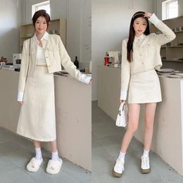 Two Piece Dress UNXX Korean Drama Chic Style Two-Piece Set Milk Series Outfit For A Sophisticated And Elegant Look In Spring-Autumn