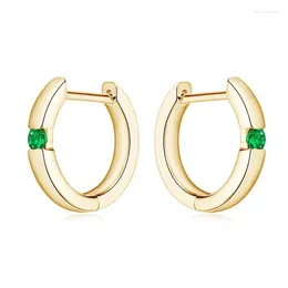 Stud Earrings EGS-297 Lefei Fashion Luxury Simple Matchall Classic Design Emerald Round Circle Earring Women 925 Sterling Silver Party