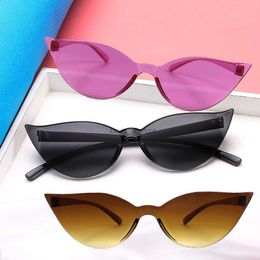 Sunglasses 1PCs One-piece Cat Eye Sunglasses Women Brand Designer Fashion Sexy Retro Vintage Sun Glasses Eyewear Colourful Driver Goggles H24223