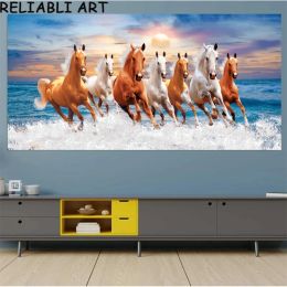 Nordic Style Wall Decoration 7 Running White Horse Canvas Painting For Living Room Modern Moon Landscape Art Picture Home Decor