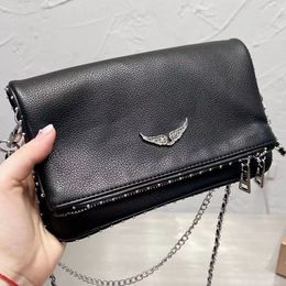 2024 new ZV Zadig Voltaire Chains Bags Designer Wings Diamond-ironing Bag Women Shoulder Rivet Handbag Crossbody Purse Leather Cross Body Chain Handbags