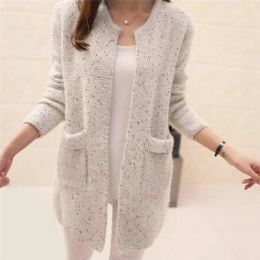 Cardigans Solid Color Knitted Sweater Tunic New Crochet Ladies Sweaters Outwear Coat Cardigan Winter Warm Cardigan Pockets Fashion Women