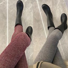 Women's Pants Blended Knit Leggings Elastic Outerwear Thread Vintage Beautiful Legs Paired With Boots Must Have Simple Elegant Tights