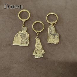 Chains DOREMI Stainless Customised Photo Keychain with Name Engraved Personal Picture Any Character/Cartoon Family Memory Custom Gifts