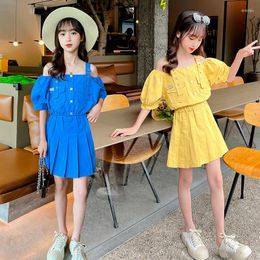 Girl Dresses Dress For Girls Fashion Off-Shoulder Party Children Summer Kids Clothing 5-16Y