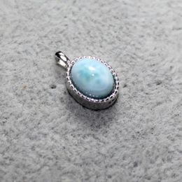 Cluster Rings 925 Sterling Silver AKAC Natural Larimar Pendant Stone Size Approx6 8mm