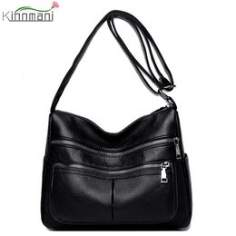 Womens Brand Designer Messenger Bag Fashionable High Quality PU Leather Handbags Multi Pocket Casual Retro Shoulder Bags 2021