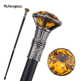 Orange Diamond Type Silver Walking Cane Fashion Decorative Walking Stick Gentleman Elegant Cosplay Cane Knob Crosier 93cm