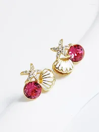 Stud Earrings Trend Made With Crystals From Austria For Women Fashion Accessory 14K Gold Colour Female Piercing Earing Bijoux