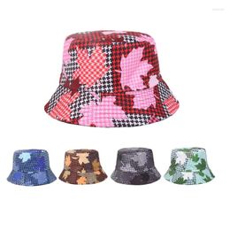 Berets Print Reversible Men Bucket Hats Stylish Sun Protection Blue Pattern Fisherman Hat Outdoor Sunscreen Caps For Women