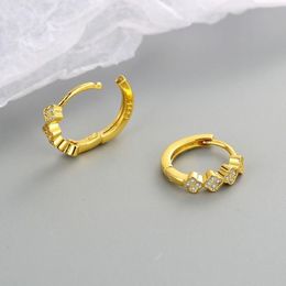 Stud Fashion Diamond Earrings Korean Version Of Simple Zircon Geometric Hip-hop Student Female241P