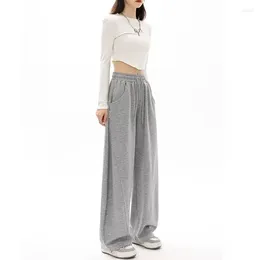 Women's Pants Spring Sports For Women Clothing Autumn Winter Loose Casual Wide Leg High Street Trousers Grey BD851