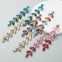 Dangle Earrings Sparkling Zircon Leaf Ear Clip Non-Piercing For Women Silver Plated Metal Leaves Cuff Earring 2024 Trendy Jewelry