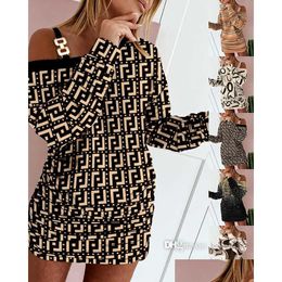 Basic Casual Dresses Designer One Shoder 2023 Spring Women Plus Size 3Xl Clothing Printed Long Sleeve Skirt Drop Delivery Apparel W Dhwma