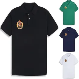 Men's Polos Summer Cotton Lapel Short Sleeve Big Horse Label And Three Embroidery POIO Shirt