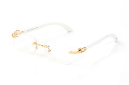 Mens Designer Glasses Sunglasses Rimless Square Blue Lens Peach Heart Gold Hardware Polishing Craft Fashion Rectangle C Decorate Arm Buff Wooden Eyeglasse