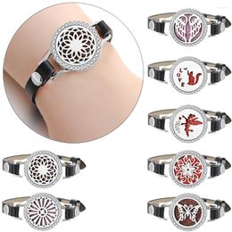 Link Bracelets Fairy Essential Oil Diffuser Locket Pu Leather Stainless Steel Rhinestone For Women Bracelet