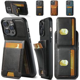 Business Magnetic Flip Phone Case for iPhone 15 Plus 14 13 12 Pro Max Google Pixel 8 8Pro 8A 7 7Pro 7A 6 6A 6Pro Multiple Card Slots Leather Wallet Kickstand Back Shell