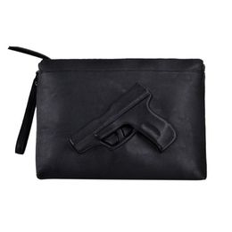 Unique women messenger bags 3D Print Gun Bag Designer Pistol Handbag Black Fashion Shoulder Bag Day Envelope Clutches With Strap234u