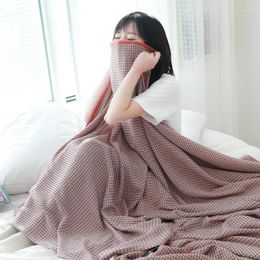 Blankets Cotton Bamboo Fibre Muslin Blanket Waffle Towel Sofa Bed Air Conditioner Room Bedspread Sleeping