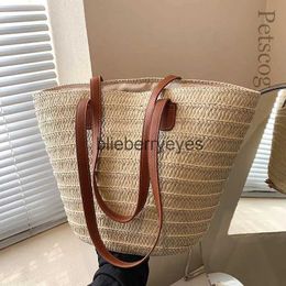 Shoulder Bags Women Woven Straw Basket Clutch Top-handle Bags Large Portable Shoulder Bag Summer Beach Party Purses Bohemian Shopper ToteH24223