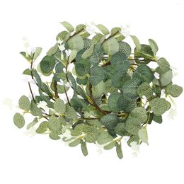 Decorative Flowers 2Pcs Eucalyptus Rings Artificial Leaves Wreath Nordic Style Pillar Holder DIY Garland Christmas Decorations On The Table