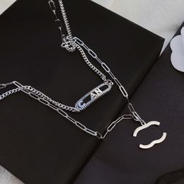 Crystal Letter Pendants Designer Neckalces Brand Jewellery Necklace Chain Men Women 18k Stainless Steel Choker Pendant Wedding Jewellery Gifts Back Stamp