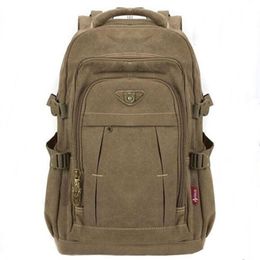 Men's Military Canvas Backpack Zipper Rucksacks Laptop Travel Shoulder Mochila Notebook Schoolbags Vintage College School Bag286K